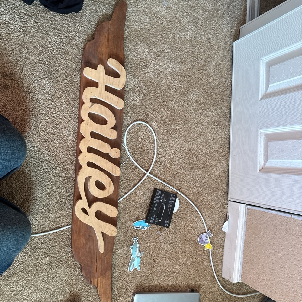 Wooden Name Sign with Cream Lettering